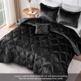 thumbnail image 4 of Regency Heights King/Cal King Size Comforter Sets, Velvet Bedding Comforter Set for All Seasons, Black Bedding Set with Decor Pillow, 4 of 8