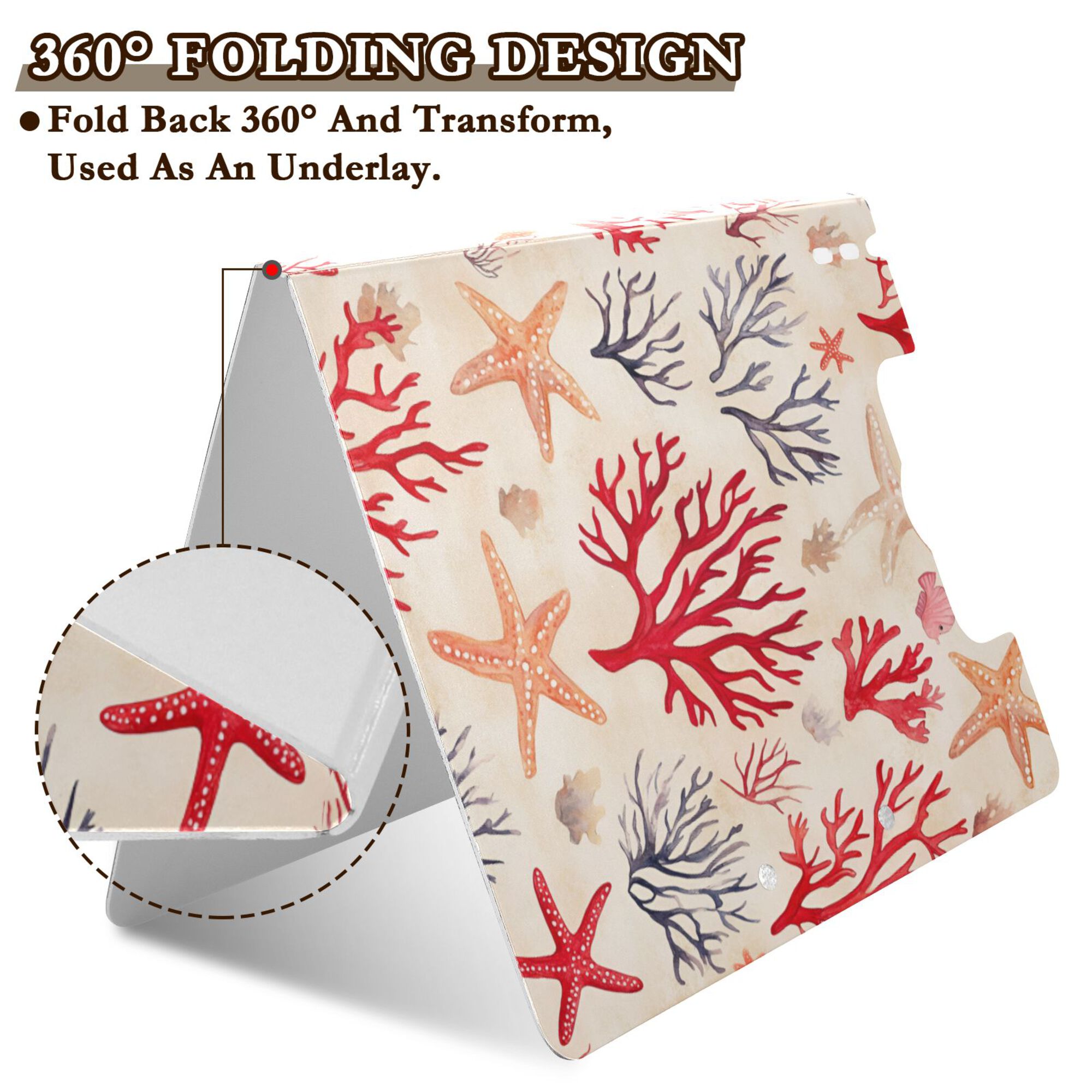 FORMRS A4 Clipboard Folder with Pen Holder Horizontal Foldable School Office Binder, Retro Starfish