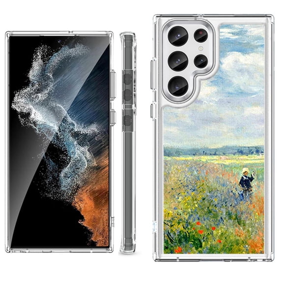 Shockproof Bumper Phone Case for Samsung Galaxy S23 Ultra 5G, by OneToughShield ® - Poppy Field