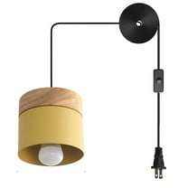 JLOWCO Plug in Pendant Light Modern Hanging Lights with Plug in Cord Bedroom Farmhouse Light Fixtures Kitchen Vintage Dining Room Light Fixture Yellow (LED Bulb Include)