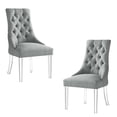 thumbnail image 3 of Inspired Home Gideon Linen Acrylic Leg Dining Chair Set of 2, Light Grey, 3 of 9
