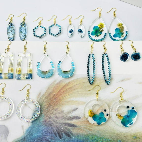 10Pcs Resin Earring Mold,Silicone Resin Jewelry Molds Set for Epoxy Resin Dangle