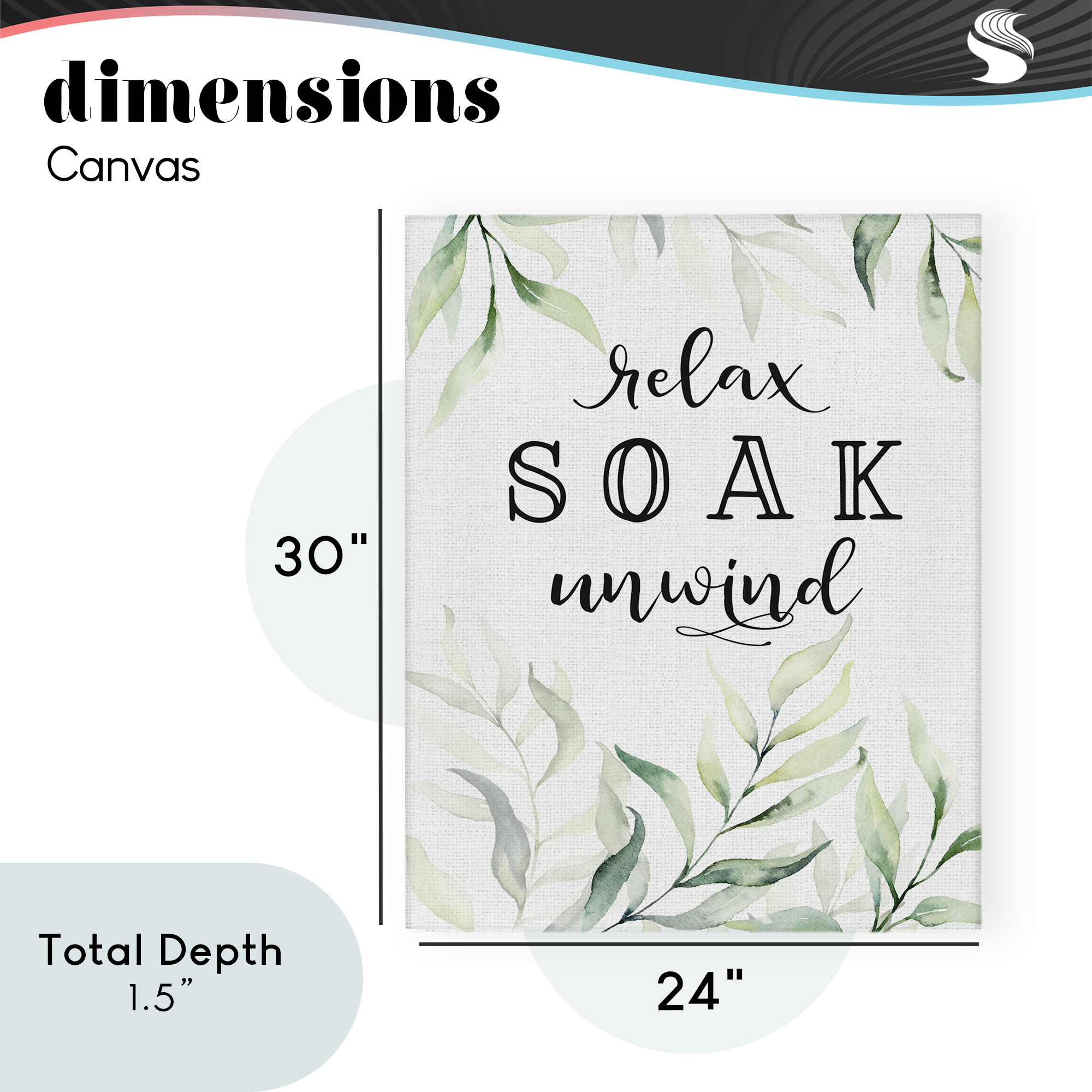 Soak & Unwind with Leaves Canvas Wall Art, design by Lettered and Lined