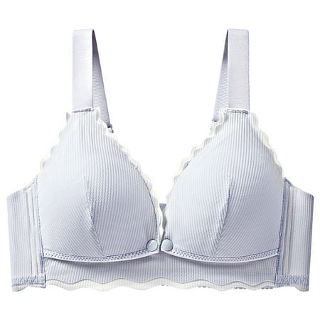 Diufon Wireless Comfortable Bra for Women Front Closure Postpartum Breastfeeding Wide Strap Support V Neck Bras