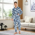 thumbnail image 3 of Adult Christmas Onesie Blue Gray and White Dots Zipper One-Piece Pajamas Unisex with Pockets, 3 of 6