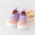 thumbnail image 2 of AJTQTH Baby Indoor Shoes Knitting Mesh Breathable Floor Shoes Boys Girls Toddler Thick Soled Non-slip Sweat Absorbent Slip-On Gradient Printed Shoes Purple 19, 2 of 4