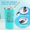 thumbnail image 5 of Beach Gifts for Women or Men, 20oz Vacuum Insulated Stainless Steel Travel Tumbler with Lid, Beach Themed Gifts, Gifts for Beach Lovers, Blue (Drink in My Hand, Toes in The Sand), 5 of 6