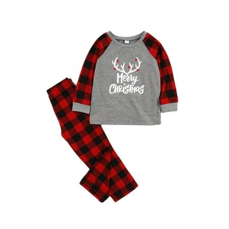 

Musuos Family Matching Pajamas Set Elk Classic Plaid Xmas Costume Sleepwear Loungewear