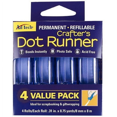 UPC: 0026438546033 | AdTech Micro Dot Glue Runner Adhesive – 8.75 Yards x 0.33 – Clear 4 Pack