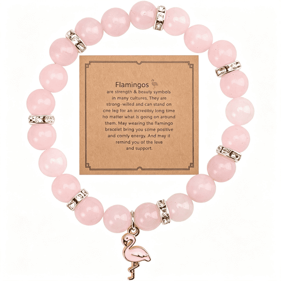 DESIGNICE Flamingo Bracelet, Stone Beaded Bracelets with Flamingo Pendants Trendy Flamingo Jewelry Bracelet Gemstone Bracelet Jewelry Gift for Woman Flamingos