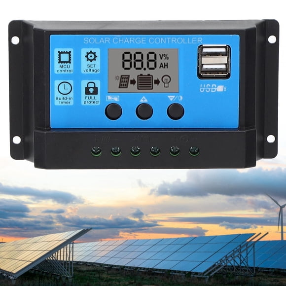Controlador de Carga Solar, Regulador de Panel Celular USB PWM N9 Mini GSM LCD Dual Con Identificación Automática de Carga 12V 24V60A