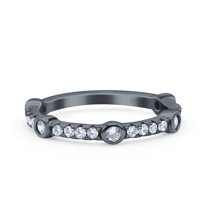 Rose Tone, Simulated Cubic Zirconia Size-5 Half Eternity Ring Wedding Engagement Band 925 Sterling Silver