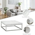 thumbnail image 4 of HomCom Square Coffee Table with Faux Marble Tabletop for Living Room, 4 of 9