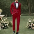 thumbnail image 2 of Fgnfyis Men's Suits for Events Parties Weddings and Everyday Wear Slim Fit with Stylish Neckline Design Versatile Year Round Attire for Modern Men Trousers Sets Red S, 2 of 5