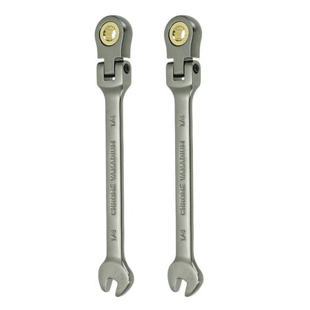 Uxcell 2pcs Flex Head Ratchet Wrench 1/4" SAE 72 Tooth 12 PT Ratcheting Wrench