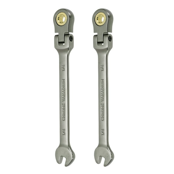 Uxcell 2pcs Flex Head Ratchet Wrench 1/4" SAE 72 Tooth 12 PT Ratcheting Wrench