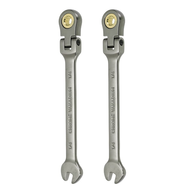 Uxcell 2 piezas llave de carraca de cabeza flexible 1/4" SAE 72 dientes 12 PT llave de carraca