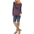 thumbnail image 3 of Gomelly Ladies T-shirt Crew Neck Sweatshirt Casual Pullover Women Loose Fit Work Tops Long Sleeve Purple M, 3 of 7