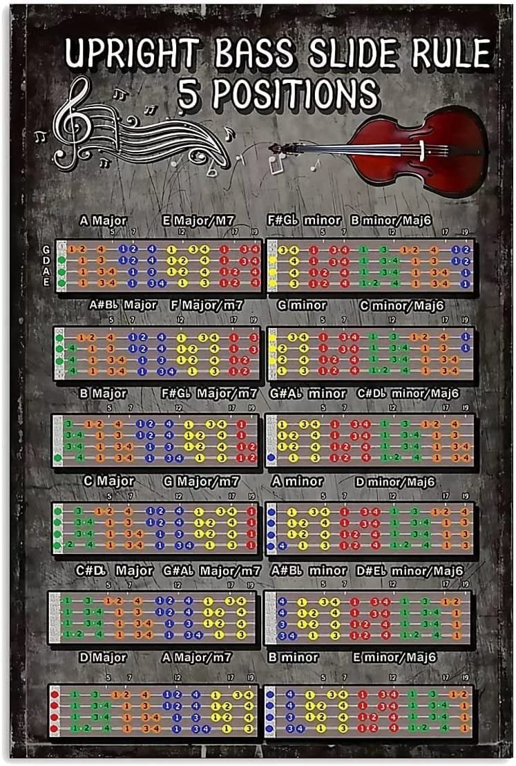 Double Bass Knowledge Metal Tin Signs Vintage Upright Slide Rule 5