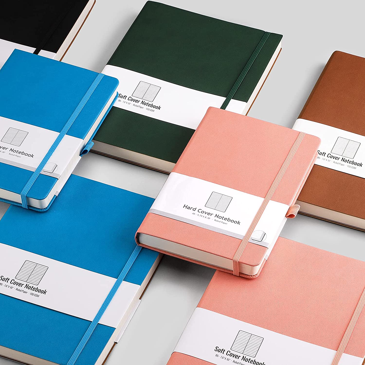 Lined Journal Notebook - 320 Numbered Pages Thick Journal for Women A5 Notepad College Ruled, 100gsm Paper, Leather Hardcover, for Men Writing Work Office School, 5.75'' X 8.38''-Green