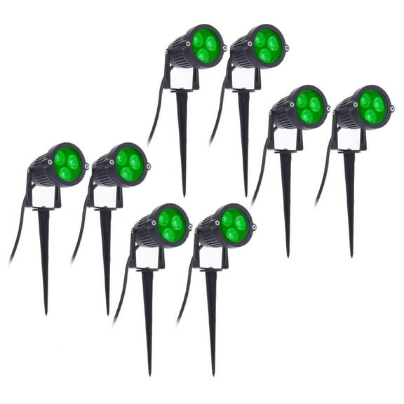 8Pcs LED Garden Lights 3W 220V Outdoor Spotlight with Spike IP65 Waterproof Garden Landscape Decorative Lamp Green,8 x LED Lawn Lamps 8 x Spikes,black