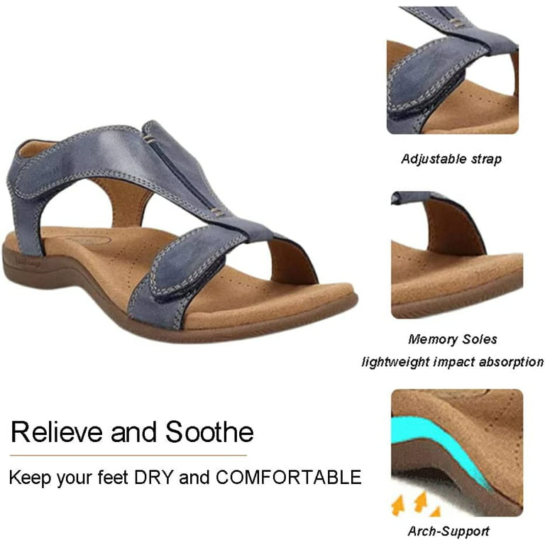 Women's Comfy Orthotic Sandals,Sursell Orthopedic Sandals,Arch Support  Sandals for Women Peep Toes,Beach Sandal,Womens Flat Platform Sandals -  Yellow(5.5) 