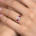 thumbnail image 4 of Gem Stone King 2.82 Ct Peach Nano Morganite Red Created Ruby 18K Rose Gold Plated Silver Ring, 4 of 6