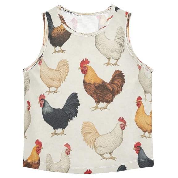 Boys Athletic Quick Dry Tank Tops Boys' Sleeveless T-Shirts Kids Running Vest Chickens Pattern 3T