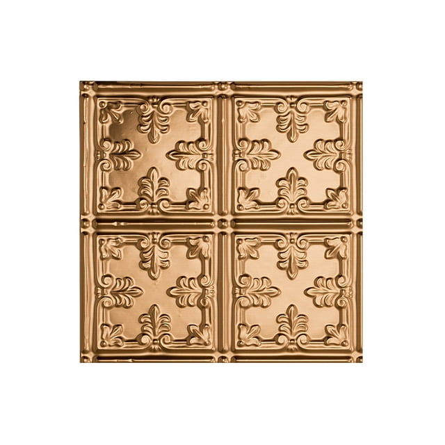 Fasade Easy Installation Traditional 10 Polished Copper Glue Up Ceiling Tile/ Ceiling Panel (12" X 12" Sample)