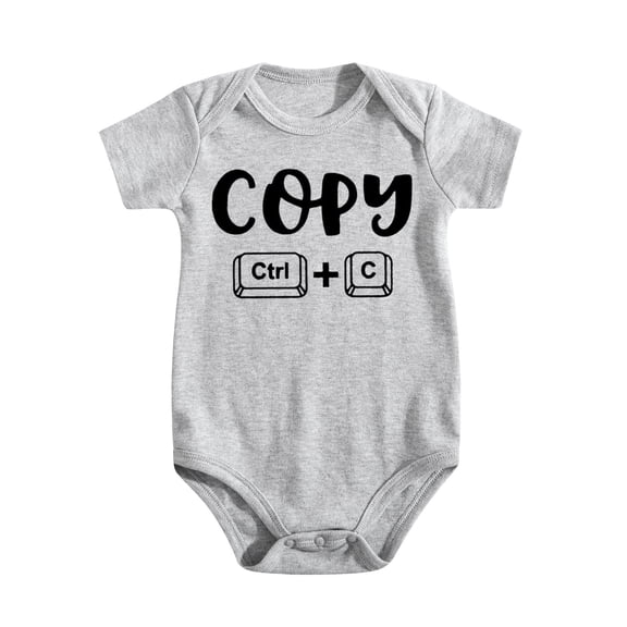 1PC Baby Bodysuit - Copy Paste Twin Theme Unisex Clothes, Cute Newborn Romper Light Gray-style 9-12M