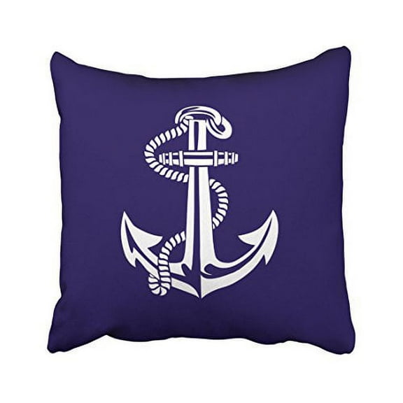 WinHome Square Throw Pillow Covers Retro Navy Blue White Anchor Nautical Outdoor Pillowcases Polyester 18 X 18 Inch With Hidden Zipper Home Sofa Cushion Decorative Pillowcase