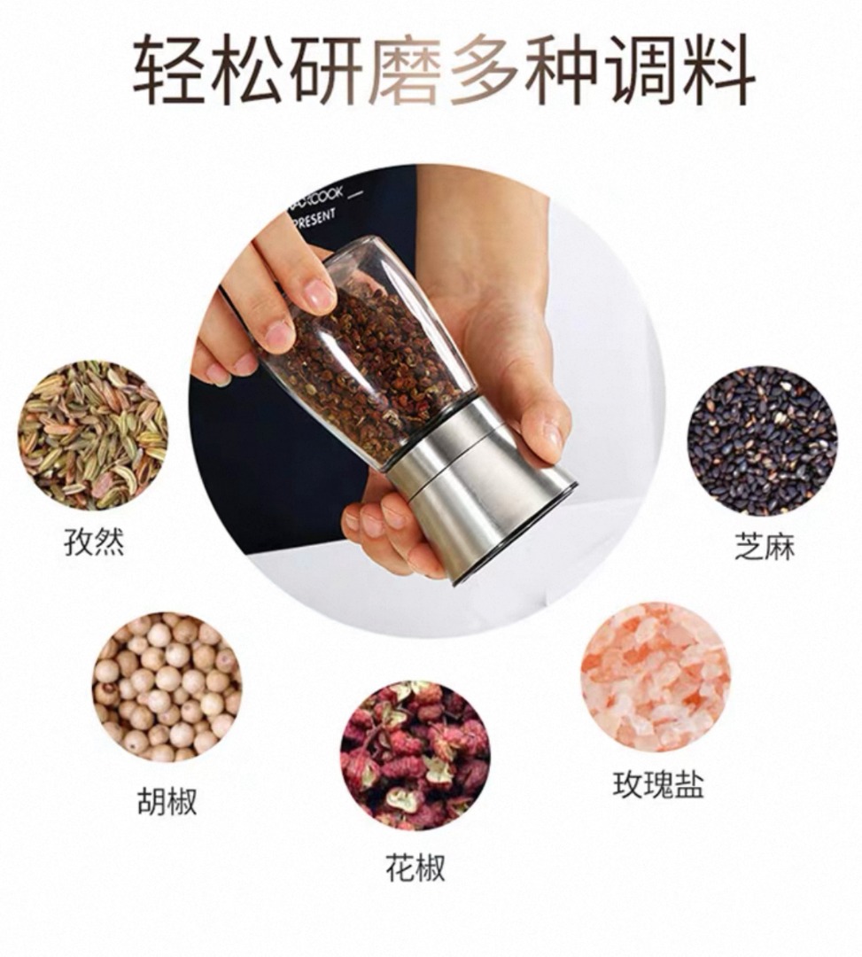 FINE MAKER Modern stainless steel pepper grinder 2-pack, pepper and salt grinder