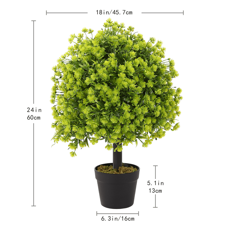 Set Of 2 Artificial Boxwood Ball Trees – 60cm Potted Plants For Indoor & Outdoor Decor