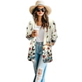 thumbnail image 2 of SCRAWLGOD Butterfly Flower Women's Open Front Cardigan Sweater Jacket for Women Size L Long Sleeve Work Cardigan for Women Office Stretchy Women Fall Outfits, 2 of 7