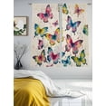 thumbnail image 3 of Colorful Butterfly Sheer Curtains 63 Inch Length 2 Panels Set Window Treatments, Elegant Pastoral Butterflies Rustic Watercolor Rod Pocket Semi Curtains for Living Room/Bedroom/Kitchen, 104"W x 63"L, 3 of 7