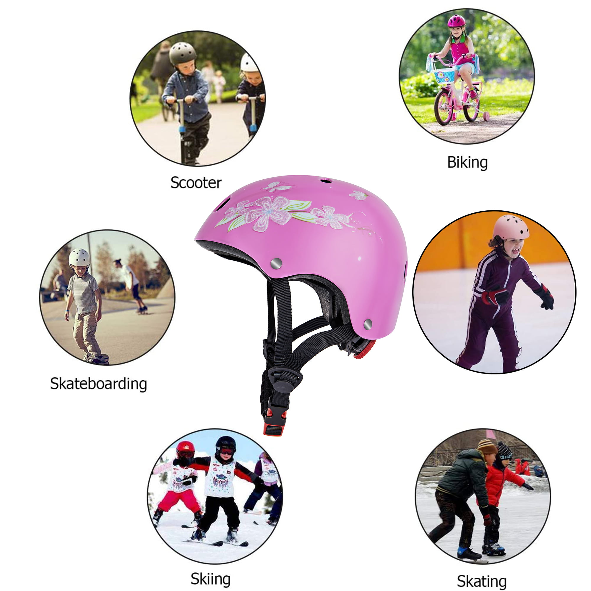Kids Child Bike &Skateboard Helmet， With LED Warning Light Adjustable ASTM CPSC Safety for Scooter Rollerblading Inlineskating Cycling Balance Mutli-sport for Girls/Boys 3-8 Year old Toddler 