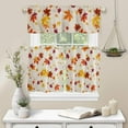 thumbnail image 5 of 3 Piece Curtains Tiers and Valances Set, Thanksgiving Fall Maple Leaves Print Burlap Texture Background Rod Pocket Short Window Treatment Tiers Curtains Panel and Valance for Cafe Bathroom Kitchen, 5 of 6