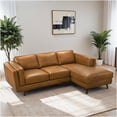 thumbnail image 2 of Right Facing Leather Sofa Sectional, 3-Seat Tan Bonded Leather Couch with Solid Wood Frame, 2 of 10