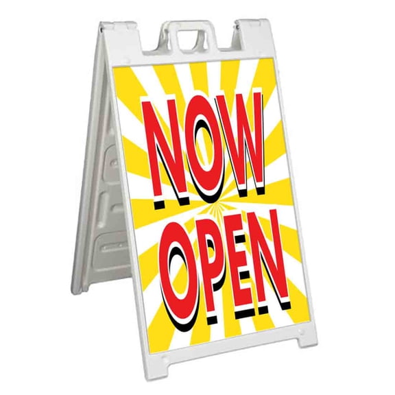 Now Open (24" X 36") Standard A-Frame Signicade, Includes Decal Applied To Stand