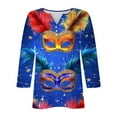 thumbnail image 6 of Cadancy Mardi Gras Shirts for Women 3/4 Sleeve Button V Neck Tunic Pullover Tops Glitter Holiday Rave Party Trendy Blouse Casual Loose Carnival Outfits, 6 of 6