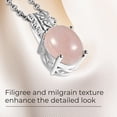 thumbnail image 3 of Rose Quartz Pendant Necklace for Women 925 Sterling Silver Pink Jewelry 18" Birthday Gifts for Women, 3 of 7