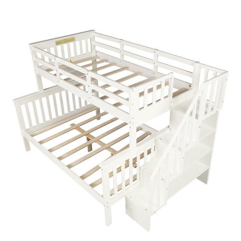 Wooden Low Profile Bunk Bed Kids Full Over Full Bunk Bed With Slide ...