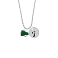 thumbnail image 2 of Delight Jewelry Silvertone Small Green Megaphone Silvertone Script Initial Disc - T - Charm Necklace, 20"+3", 2 of 4