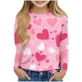 thumbnail image 2 of Tdoqot Girls Valentines Day T Shirts- Long Sleeve Cute Heart Print Crewneck Tops Sky Blue Size 3-4 Years, 2 of 5