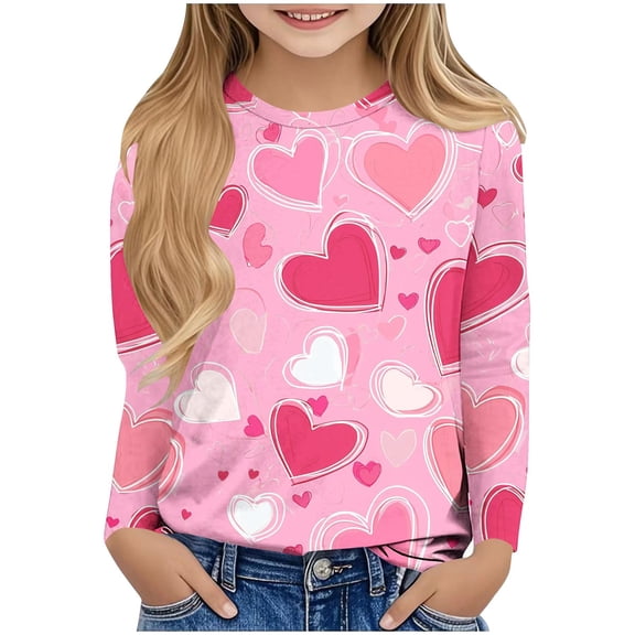 Bixock Toddler Boys and Girls Tops,Kids Long Sleeve Tops Valentine Print Round Neck Long Sleeve Shirt for Boys Girls Age 3-14 Tops