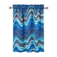 thumbnail image 2 of Blue Waves Kitchen Window Curtains Farmhouse Country Summer Short Tier Curtain for Washable Kitchen Living Room Decor Rod Pocket Window Drapes 2 Panels 27.5x36 Inch, 2 of 5