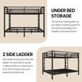 thumbnail image 2 of Aukfa Heavy Duty Queen over Queen Metal Bunk Bed with Ladders and Guardrail for Kids, Teens and Adults, Black, 2 of 8