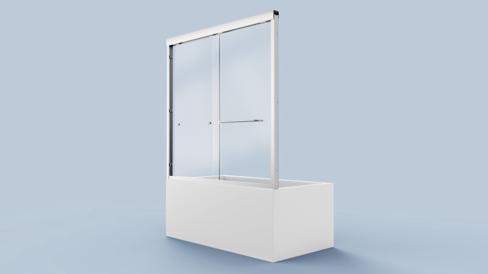Bathtub Shower Door Semi-Frameless Double Sliding Tub Door 56"-60"Wx58" H Waterproof Bathroom Shower Door 1/4" (6mm) SGCC Tempered Glass With Explosion-Proof Film