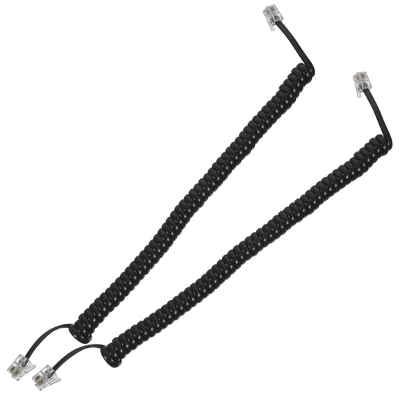WRITWAA 2-Pack Black Coiled Phone Cord for Landline Telephones, Replacement Cord for Home and Office Use