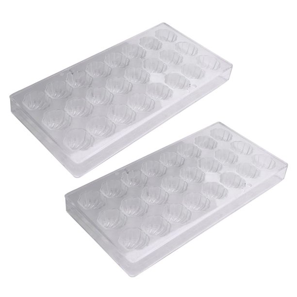 2X Molde duro para chocolate con forma de concha 3D de policarbonato transparente con forma de concha de mar